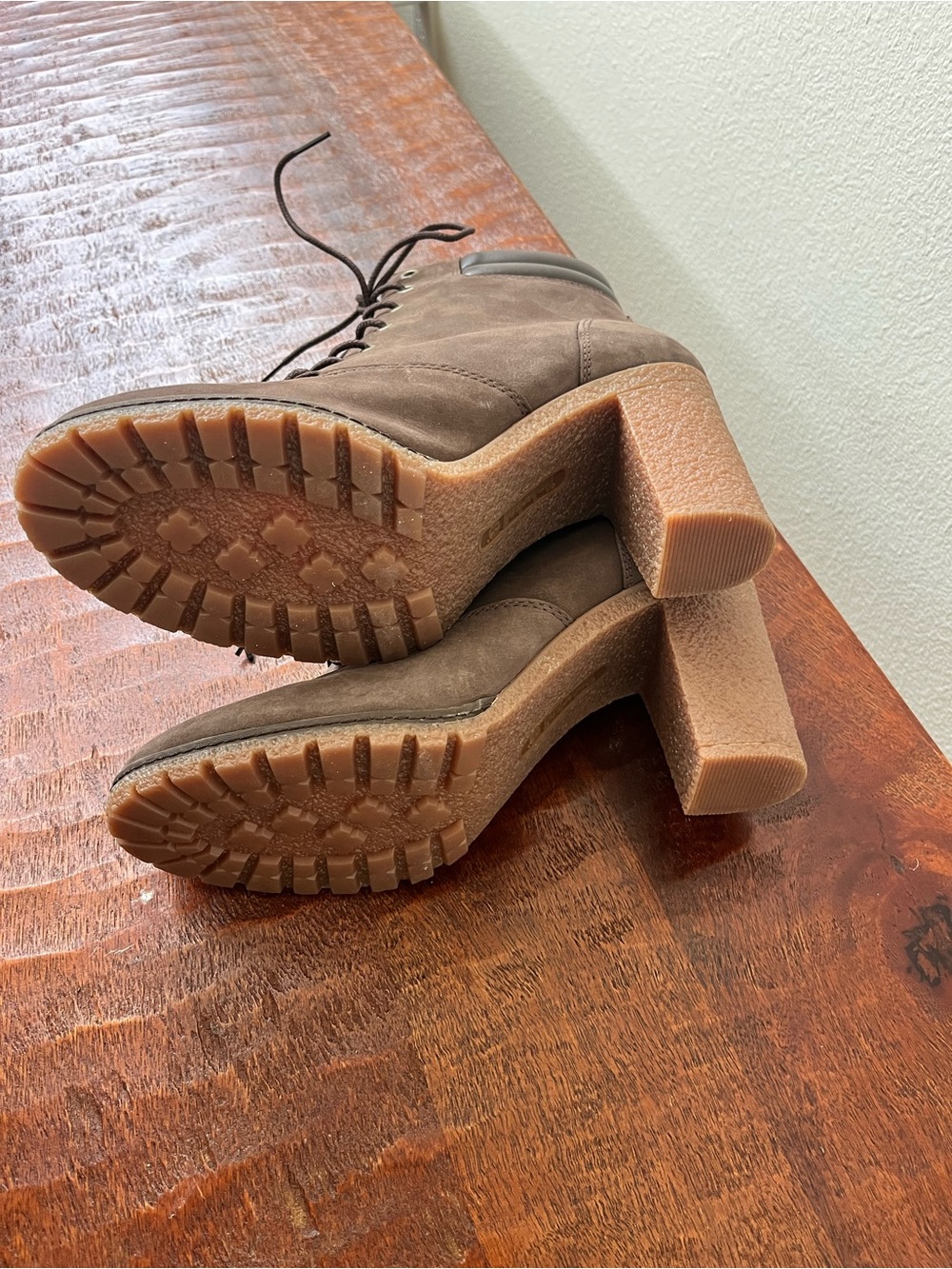 Timberland Ortholite Brown Leather Combat Hiking High Heel Western Boots sz 11 - Picture 7 of 14